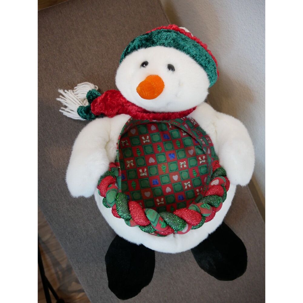 Kids of America Christmas Snowman Plush Basket Holiday Candy Gift Decor